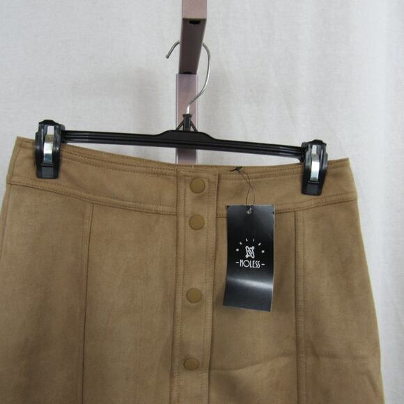 NWT Relish Small Noless Khaki Faux Suede Bodycon High Waist A-line Pencil Skirt - Picture 2 of 5